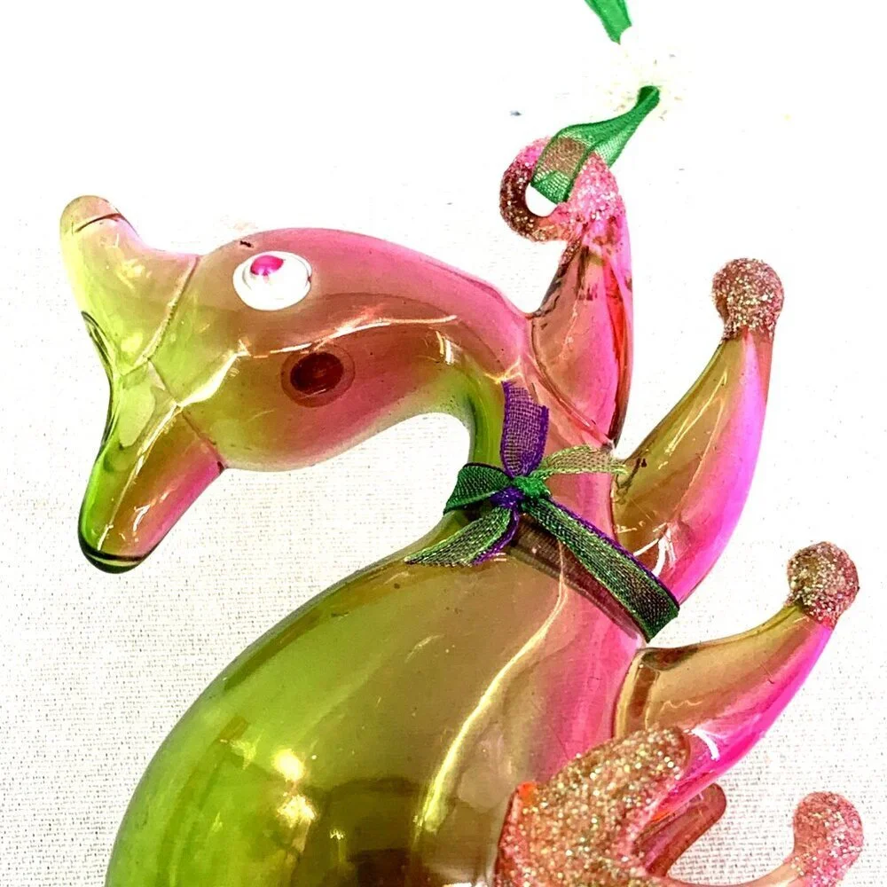 Seahorse Christmas Ornament Hand Blown 6